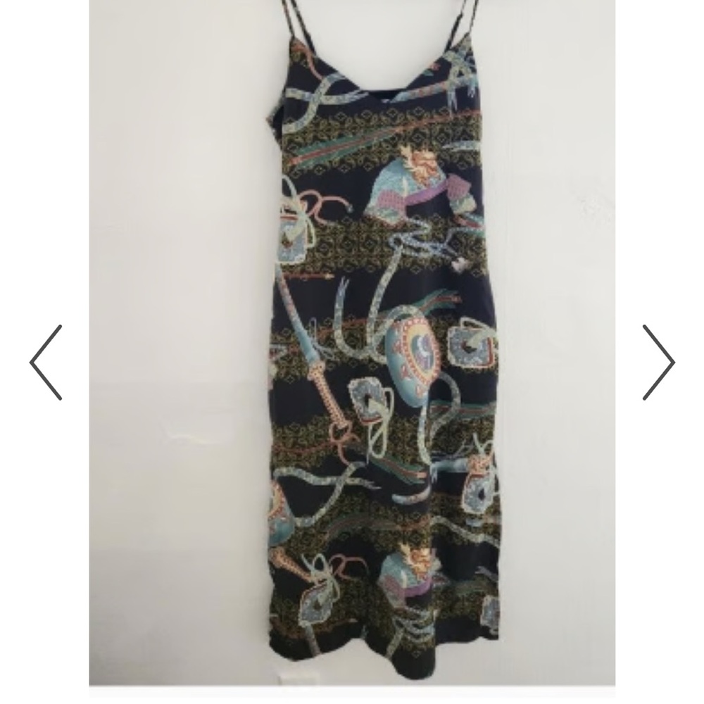 Urban Outfitters Navy Slip Maxi Dress with Pastel Paisley Print